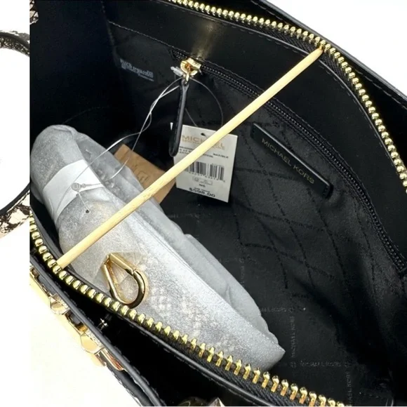 Michael Kors Large Reed Satchel Crossbody Bag & Large Continental Wallet Black